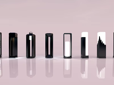 Modern Outdoor Lights With Various Black And White Designs And Different Structures 3d model