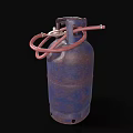 Durable Blue Metal Household Gas Cylinder With Red Hose And Valve