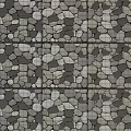 Building Exterior Wall With Natural Irregular Stone Texture And Decorative Grid Pattern Design 3d model