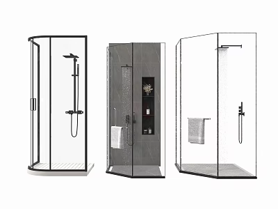 Various Modern Shower Sauna Enclosure Designs With Glass Doors And Shower Fixtures 3d model