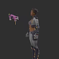 Woman In Tactical US Outfit With Armor Details And Pink Gun 3D Rendering