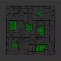 Gray Cube with Irregular Cracked Surface and Green Light Glowing