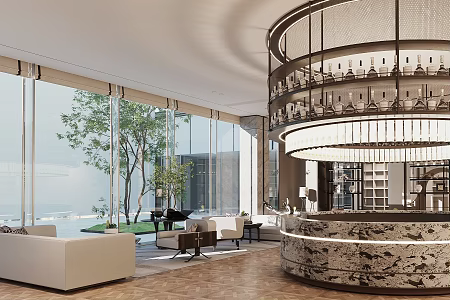 Modern Light Luxury Bar Qingba Hotel Water Bar Area Hotel Negotiation Area Sales Department Negotiation Area Round Bar Counter Bar Counter 3d model