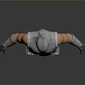 3D Sci Fi Man In Gray Uniform With Glowing Yellow Eyes And Helmet Standing Pose