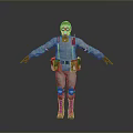Game Movie Character In White Protective Suit With Gas Mask And Utility Pouch
