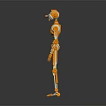Orange And White Mechanical Humanoid Robot Figure With Detailed Joint Design Standing Pose