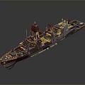 Modern Military Warship With Naval Deck Radar And Weapon Systems