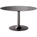 Modern Round Black Dining Table With Sleek Pedestal Base And Smooth Surface Design 3d model