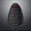 Conical Industrial Mechanical Structure With Black Shell And Red Pipeline Details
