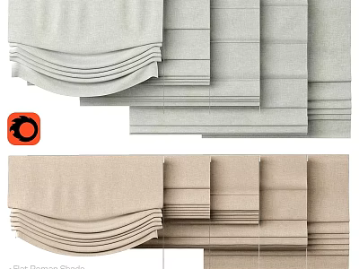 Soft Gray And Beige Curtain Designs With Pleated Top And Layered Panels 3d model