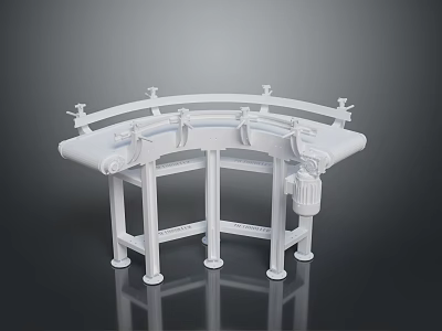 White Curved Mechanical Structure With Symmetrical Brackets Support Legs And Industrial Design 3d model