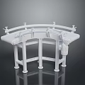 White Curved Mechanical Structure With Symmetrical Brackets Support Legs And Industrial Design