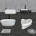 Various Bathtub Designs with Different Shapes Rose Petals Tile Floor and Bath Mats