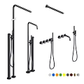 Modern Black Shower Sets With Handheld Overhead And Column Sprayer Components 3d model