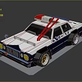 Blue And White Police Car Block Model With Red Emergency Lights And Number 24
