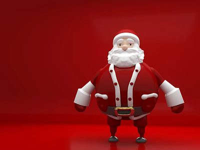 Festive Red Background Santa Claus Figurine Ornament Decoration Set For Holiday 3d model