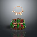 Copper Bangle With Pendants And Colorful Feather Decorative Bracelet Design