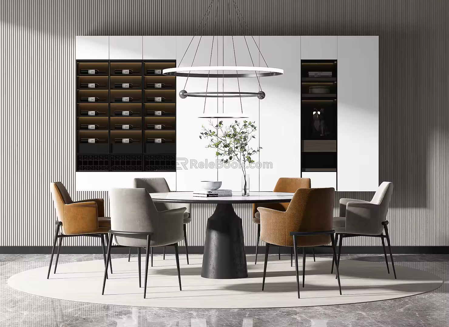 Modern Dining Table and Chair Combination 3d model
