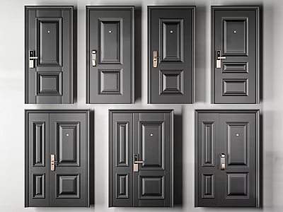 Modern security door entry door 3d model
