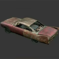 Rusty Red Vintage Car With Weathered Body Damaged Exterior And Abandoned Look