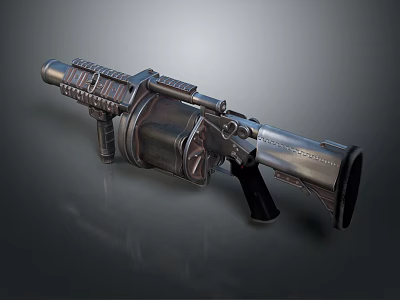 Modern Tactical Rocket Launcher Weapon With Detailed Metallic Structure Grip Barrel And Sight 3d model