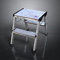 Sturdy Two Step Metal Ladder With Non Slip Platform And Foldable Design For Household Use