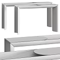 Modern Console Table With Marble Top And Sleek Metal Frame Design 3d model