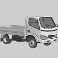 White Flatbed Commercial Truck With Light Duty Cargo Area And Front Cabin