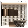 Antique reception desk background wall 3d model