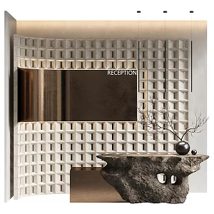Antique reception desk background wall 3d model