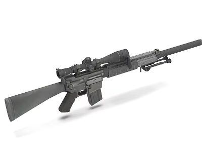 Black Tactical Rifle With Scope Long Barrel Magazine And Military Design 3d model Black Tactical Rifle With Scope Long Barrel Magazine And Military Design 3d model