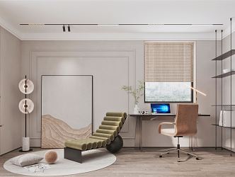 Modern Study Living Room Study 3d model