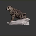 Spotted Cheetah Sculpture Standing On Soft White Base With Detailed Features