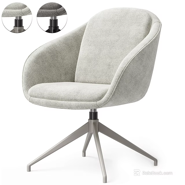 Light Gray Fabric Upholstered Office Chair With Swivel Metal Base And Curved Backrest 3d model 