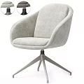 Light Gray Fabric Upholstered Office Chair With Swivel Metal Base And Curved Backrest
