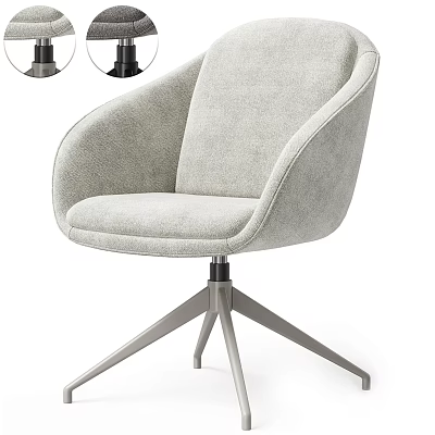 Light Gray Fabric Upholstered Office Chair With Swivel Metal Base And Curved Backrest 3d model
