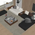 Modern sofa coffee table combination 3d model