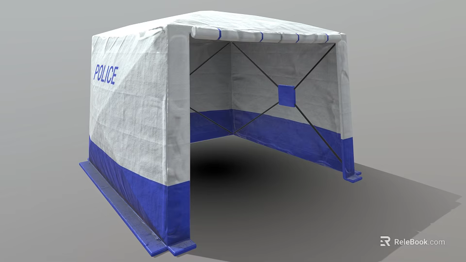 Blue And White Police Tent Structure For Temporary Police Operations 3d model 