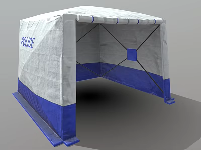 Blue And White Police Tent Structure For Temporary Police Operations 3d model