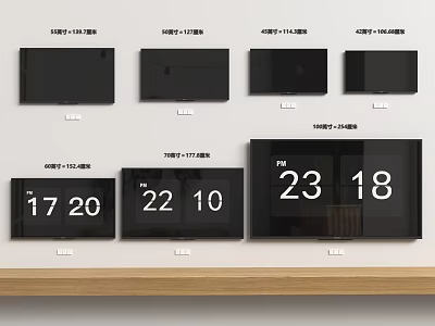 Various Size TV Models Featuring 720P 1080P and 4K Ultra HD Resolutions on 3d model