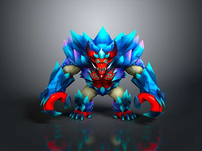 Game And Movie Character Blue Armored Red Eyed Fierce Warrior With Sharp Claws 3d model