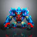 Game And Movie Character Blue Armored Red Eyed Fierce Warrior With Sharp Claws