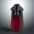 Gray Cloak With Red Lining And Silver Button Details For Costume Design 3d model