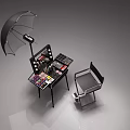 Professional Beauty Salon Makeup Station With Lighted Mirror Cosmetics And Styling Chair