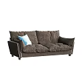 Modern Brown Fabric Two Seater Sofa With Light Blue Cushion
