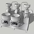 Industrial Processing Equipment With Multiple Hoppers Mixing Tanks And Steel Support Frame