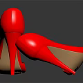 Red Pointed Toe High Heels With Stiletto Heel Orange Sole On Shiny Reflective Surface