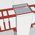 Red Support Beams With White Panels In Modern Architectural Structure Design 3d model