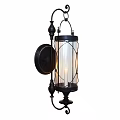 Vintage Style Unique Wall Lamp With Black Metal Frame And Glass Shade