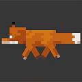 Orange Pixel Art Fox Stuffed Toy With Black Eyes And White Ears Design
